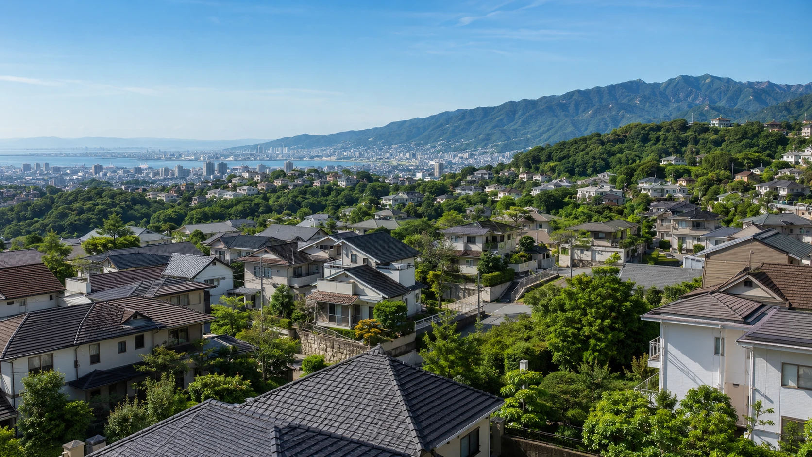 神戸の丘に広がる住宅街